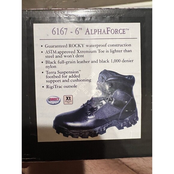 NEW Rocky Alpha Force 6” Black Leather Men’s Boots Size 4.5 M Waterproof main image 9